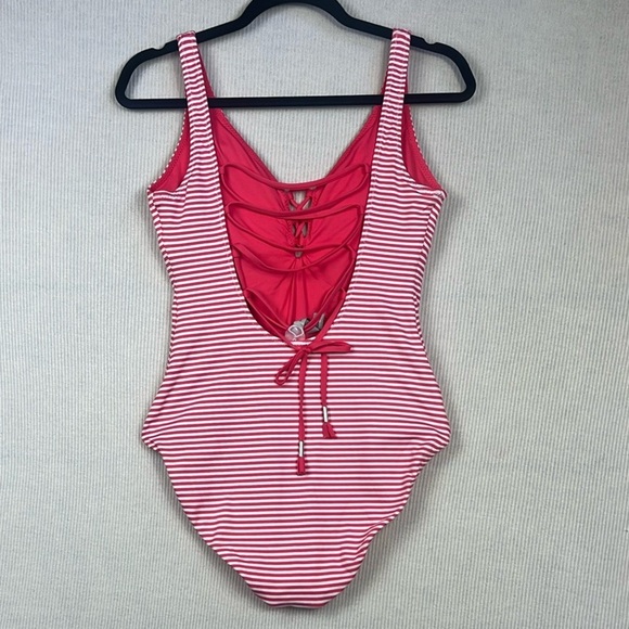 Tommy Bahama NWT Breaker Bay Reversible Lace Back Swimsuit Women’s Size 10 Coral - Picture 8 of 14
